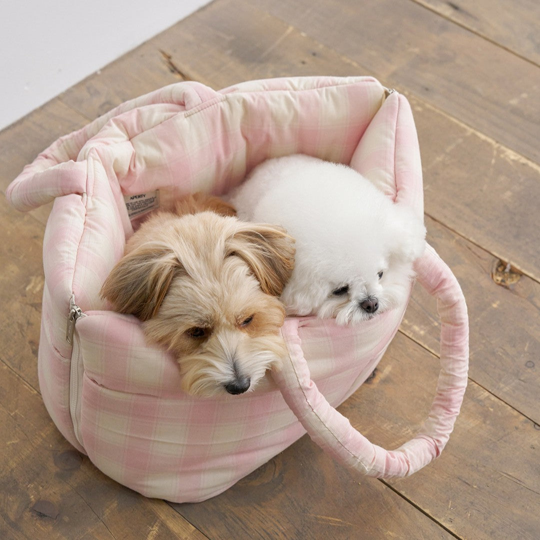 【予約】wide bag - tartan pink