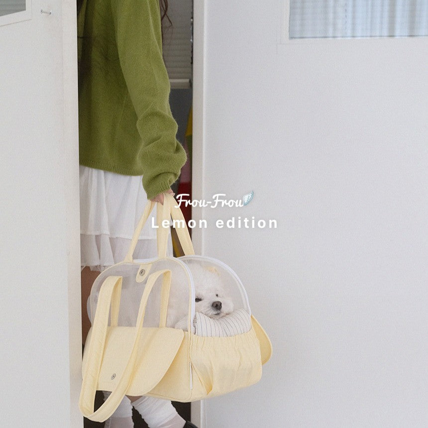 【予約】Frou Frou - Lemon edition（レモンブルーインナークッション＋ショルダーパット付属）｜犬用キャリーバッグ