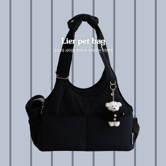【予約】Lier petbag -Stripe set（ストライプクッション＋ショルダーパッド付属）｜犬用キャリーバッグ