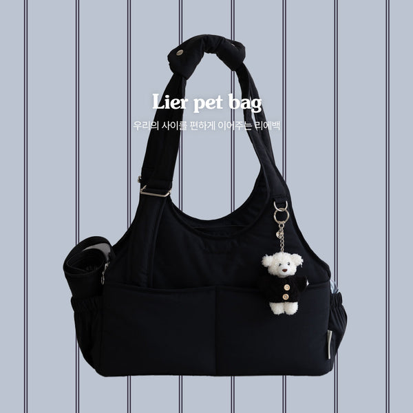【予約】Lier petbag -Stripe set（ストライプクッション＋ショルダーパッド付属）｜犬用キャリーバッグ