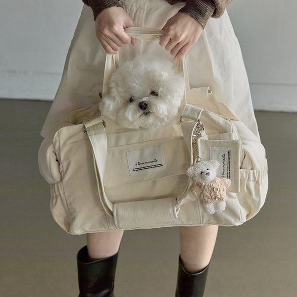 【予約】Partir bag - Sand Beige（オールシーズン用クッション＋ショルダーパット付属）｜犬用キャリーバッグ・スリングバッグ