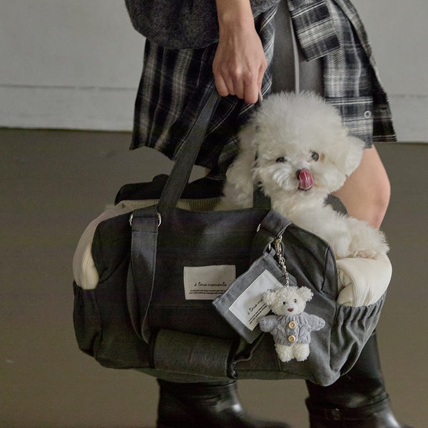 【一部即納】Partir bag - Stone Gray（オールシーズン用クッション＋ショルダーパット付属）｜犬用キャリーバッグ・スリングバッグ