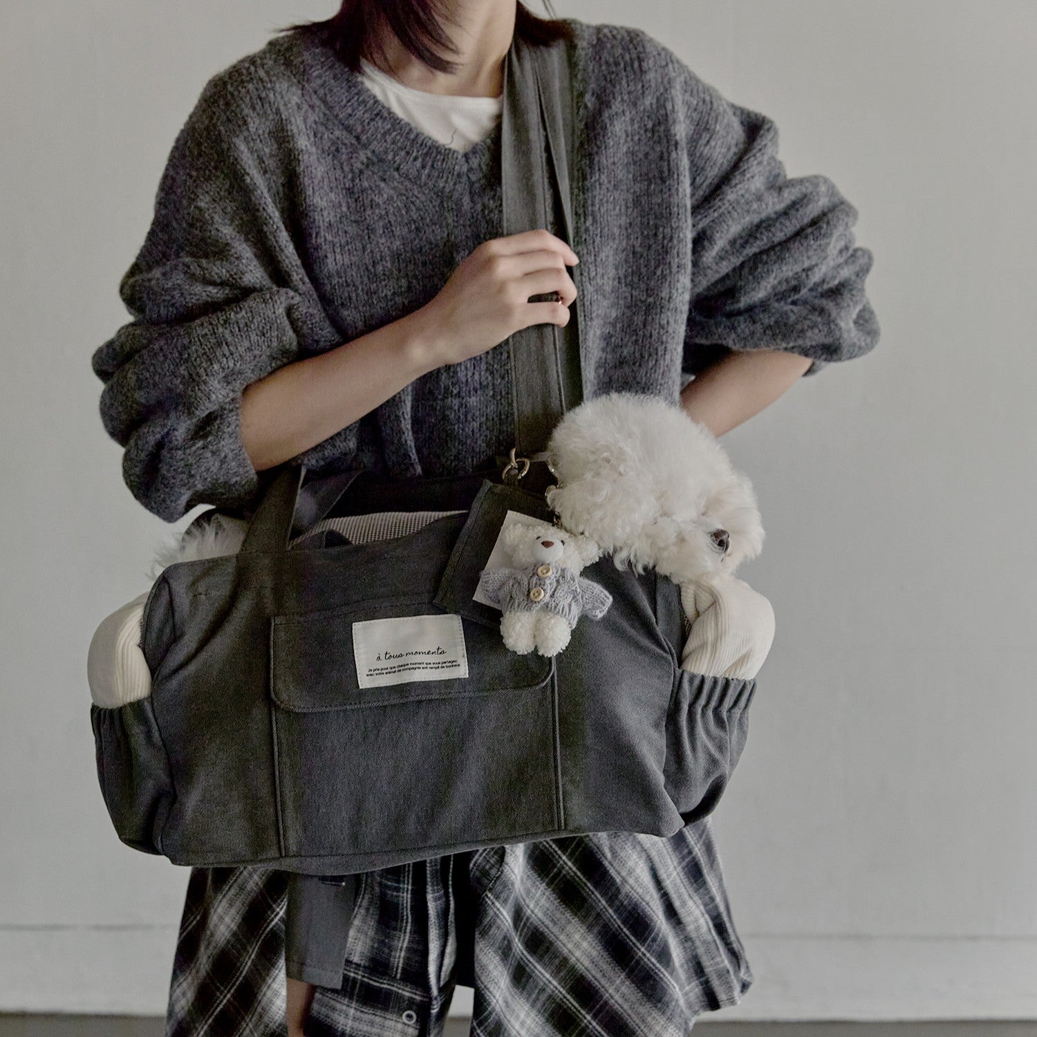 犬用 キャリーバッグ 韓国 a tous moments｜Partir bag Stone Gray