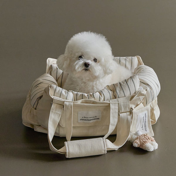 【予約】Partir bag - Sand Beige（オールシーズン用クッション＋ショルダーパット付属）｜犬用キャリーバッグ・スリングバッグ