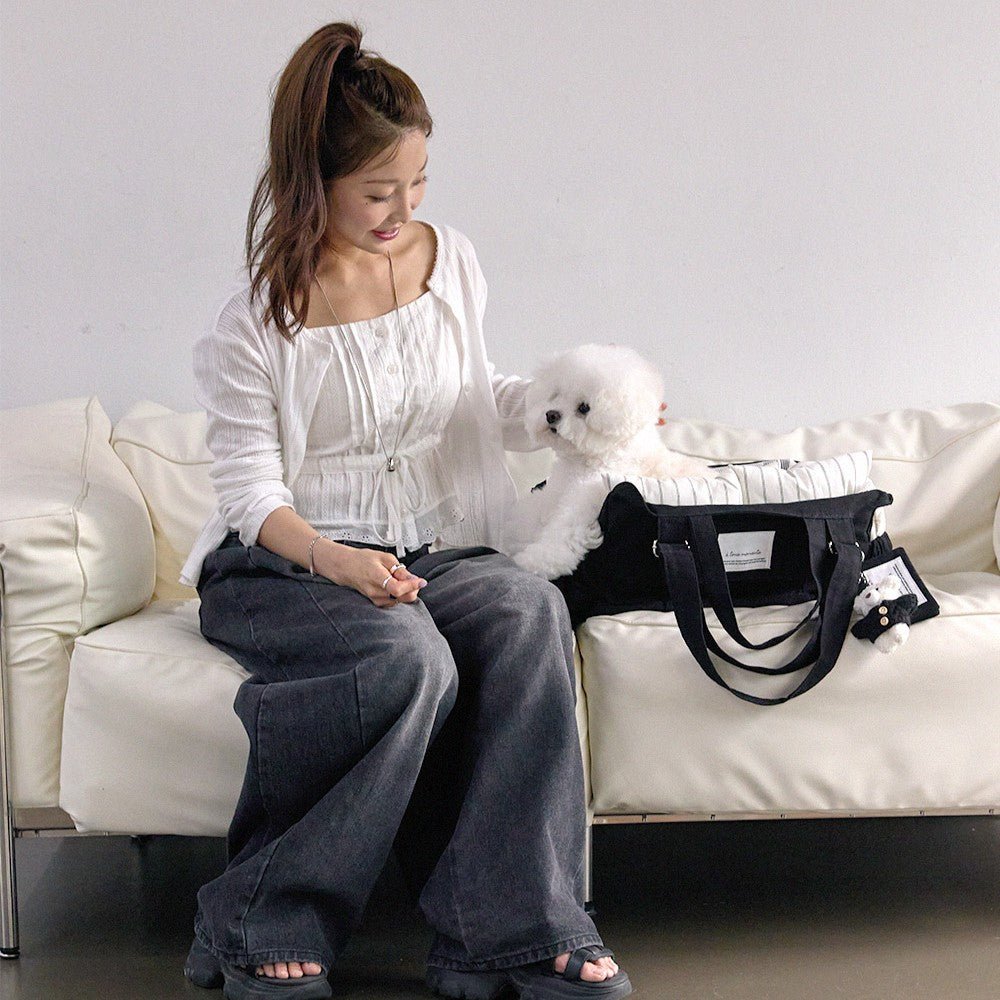 【9月下旬入荷・発送】Partir Pet bag - Black（オールシーズン用クッション＋ショルダーパット付属）