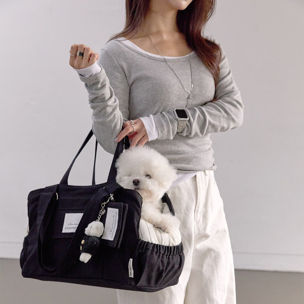 【9月下旬入荷・発送】Partir Pet bag - Black（オールシーズン用クッション＋ショルダーパット付属）