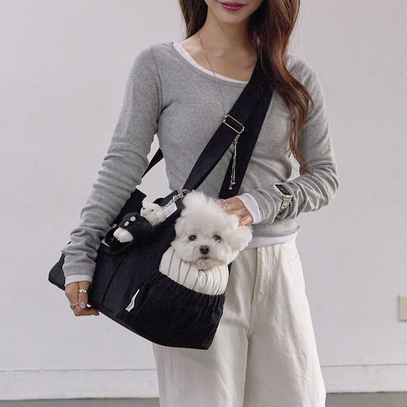 【9月下旬入荷・発送】Partir Pet bag - Black（オールシーズン用クッション＋ショルダーパット付属）