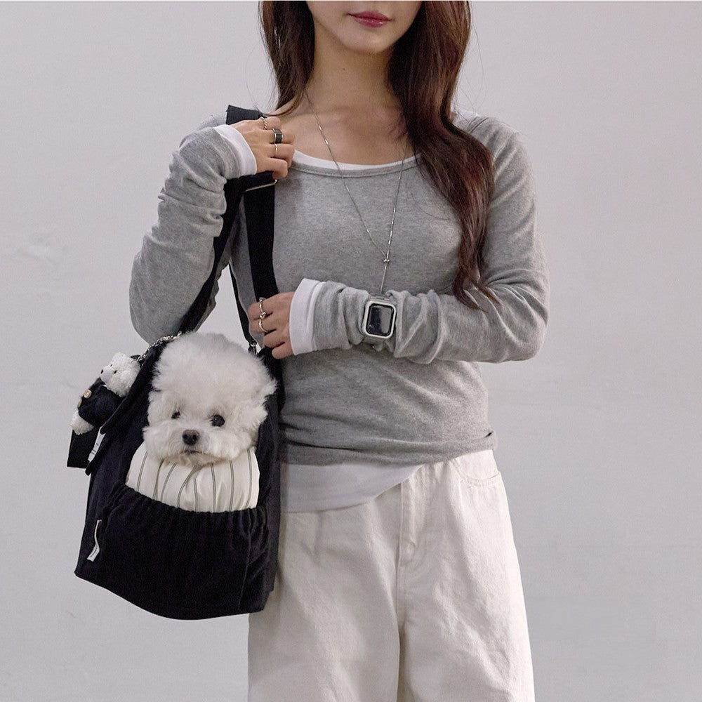 【9月下旬入荷・発送】Partir Pet bag - Black（オールシーズン用クッション＋ショルダーパット付属）