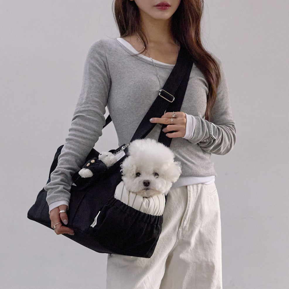 【9月下旬入荷・発送】Partir Pet bag - Black（オールシーズン用クッション＋ショルダーパット付属）