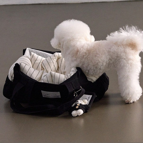 【9月下旬入荷・発送】Partir Pet bag - Black（オールシーズン用クッション＋ショルダーパット付属）