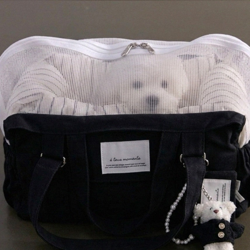 【9月下旬入荷・発送】Partir Pet bag - Black（オールシーズン用クッション＋ショルダーパット付属）