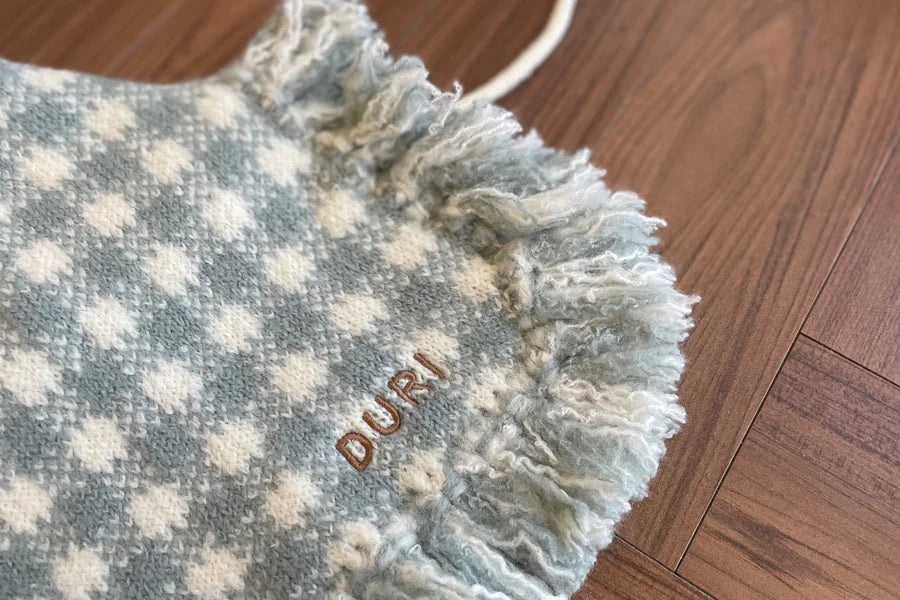 【予約】チェック ポンチョ ニット コート（ネーム刺繍可）