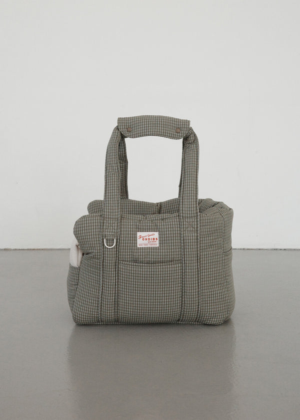 【予約】 DAY CARRY BAG (khaki check)｜犬用キャリーバッグ