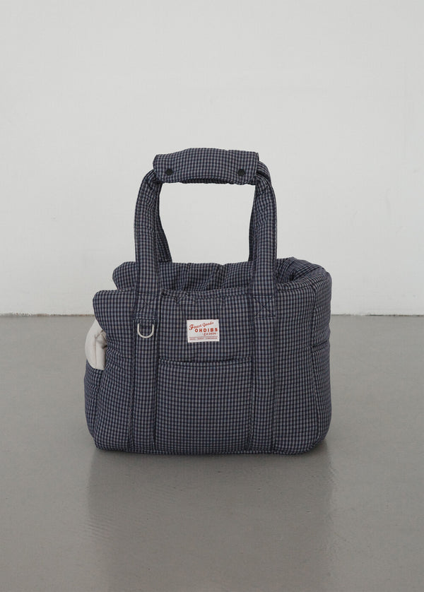【予約】 DAY CARRY BAG (navy check)｜犬用キャリーバッグ