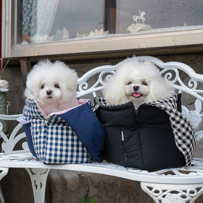 【受注生産】10th cozy check needbag｜犬用キャリーバッグ・スリングバッグ