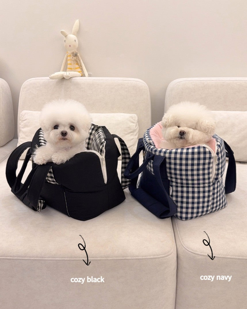 【受注生産】13th cozy check rorobag｜犬用キャリーバッグ