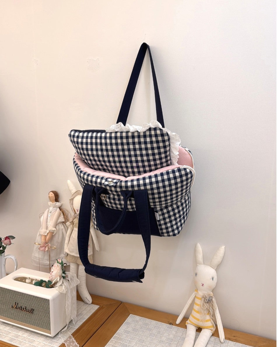 【受注生産】13th cozy check rorobag｜犬用キャリーバッグ