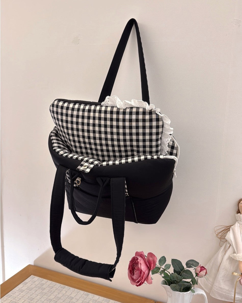 【受注生産】13th cozy check rorobag｜犬用キャリーバッグ