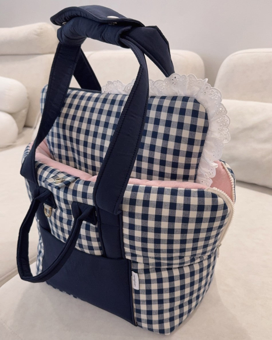 【受注生産】13th cozy check rorobag｜犬用キャリーバッグ