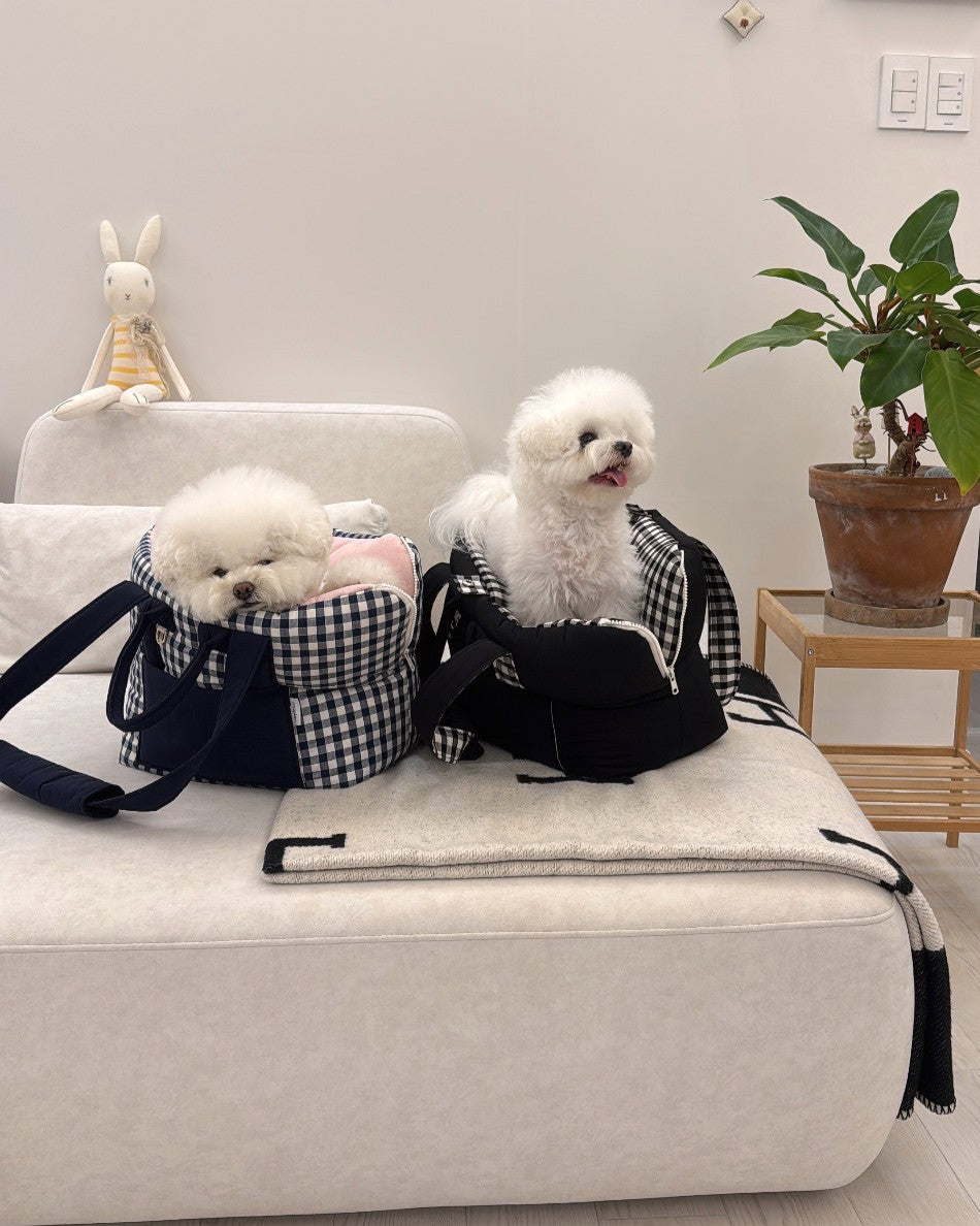 【受注生産】13th cozy check rorobag｜犬用キャリーバッグ
