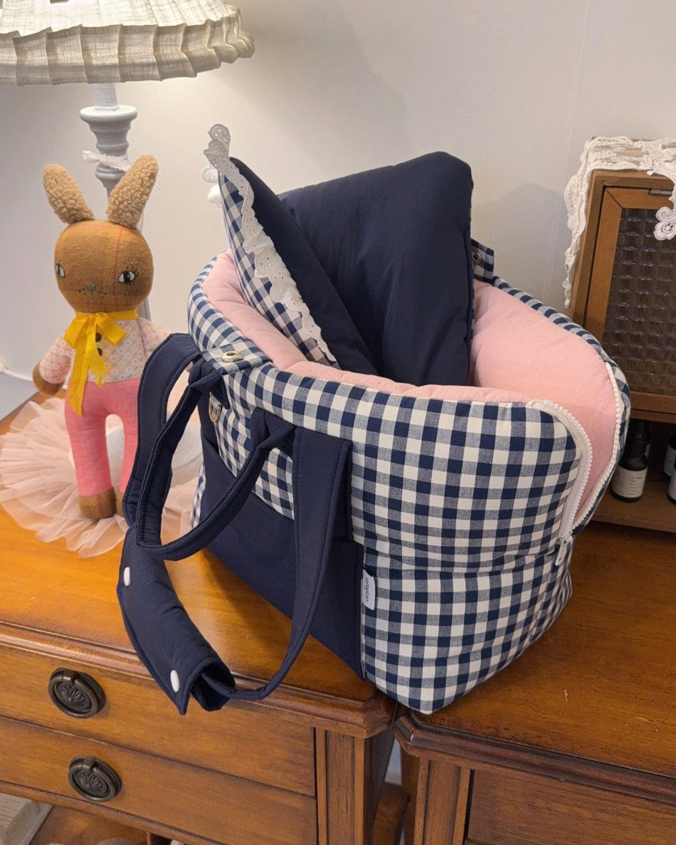 【受注生産】13th cozy check rorobag｜犬用キャリーバッグ