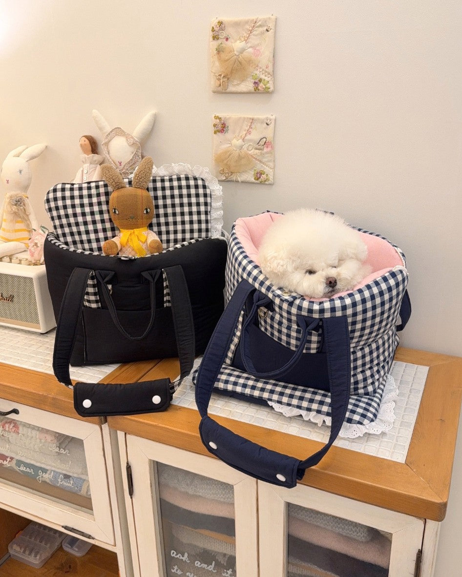 【受注生産】13th cozy check rorobag｜犬用キャリーバッグ