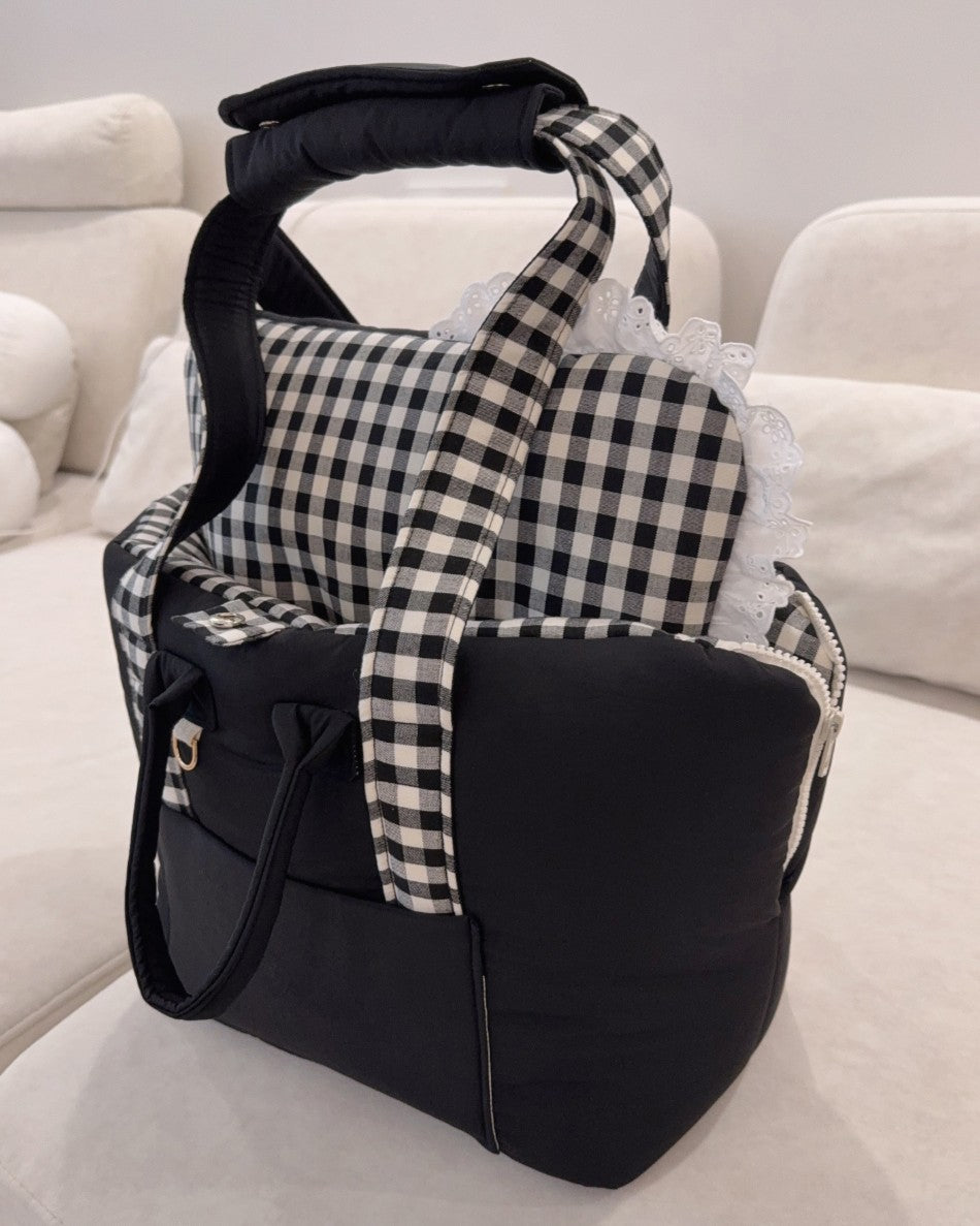 【受注生産】13th cozy check rorobag｜犬用キャリーバッグ