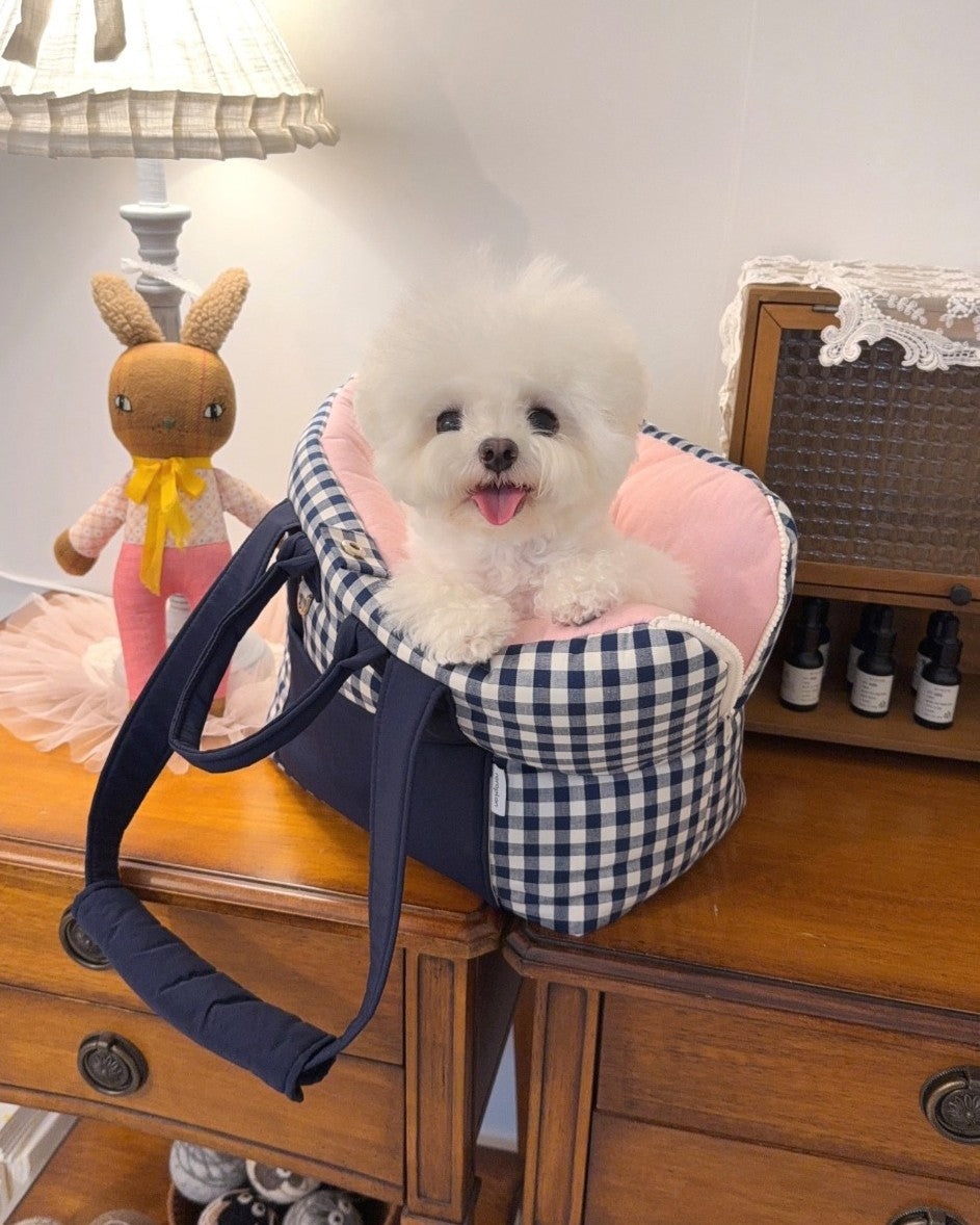 【受注生産】13th cozy check rorobag｜犬用キャリーバッグ