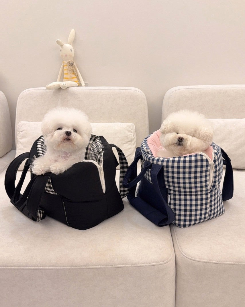 【受注生産】13th cozy check rorobag｜犬用キャリーバッグ