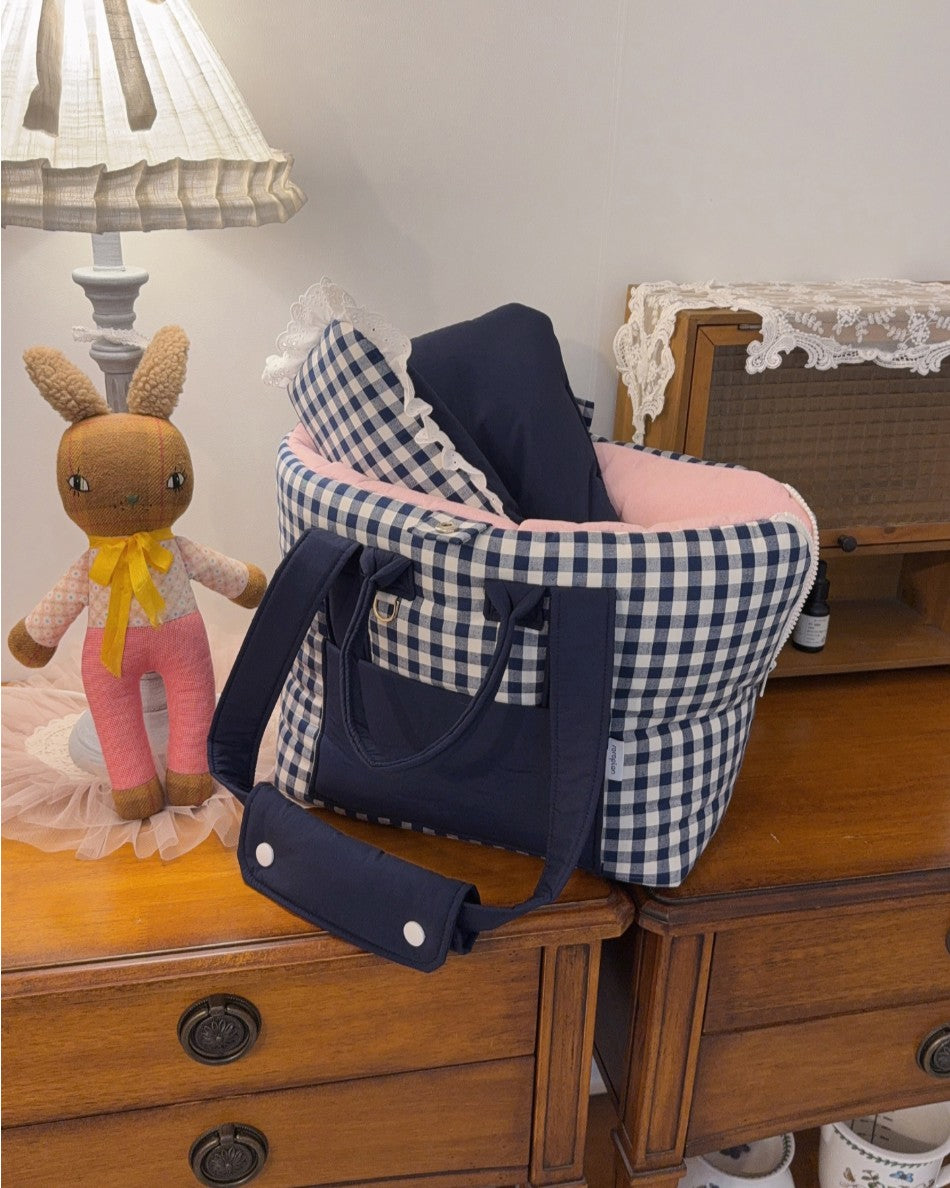 【受注生産】13th cozy check rorobag｜犬用キャリーバッグ