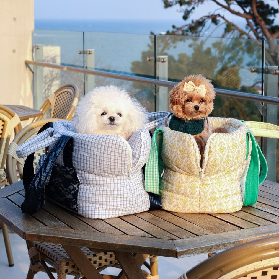 【受注生産】16th sky weave & yellow breeze rorobag｜犬用キャリーバッグ