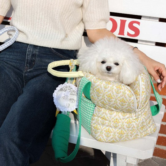 【受注生産】16th sky weave & yellow breeze rorobag｜犬用キャリーバッグ