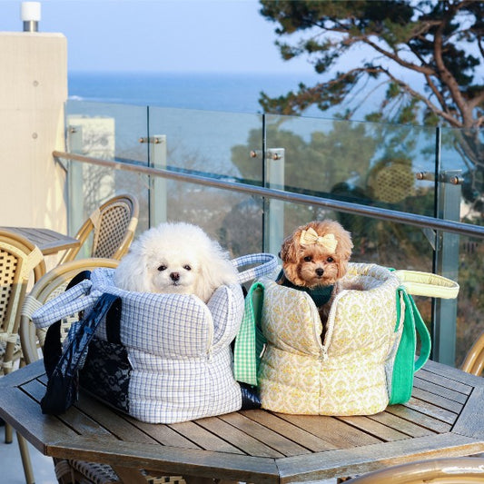 【受注生産】16th sky weave & yellow breeze rorobag｜犬用キャリーバッグ